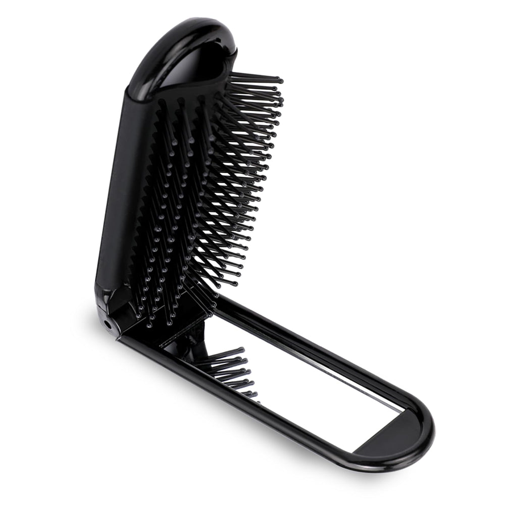 Mozeat Lens folded mirror travel brush fits purse for on-the-go touch-ups