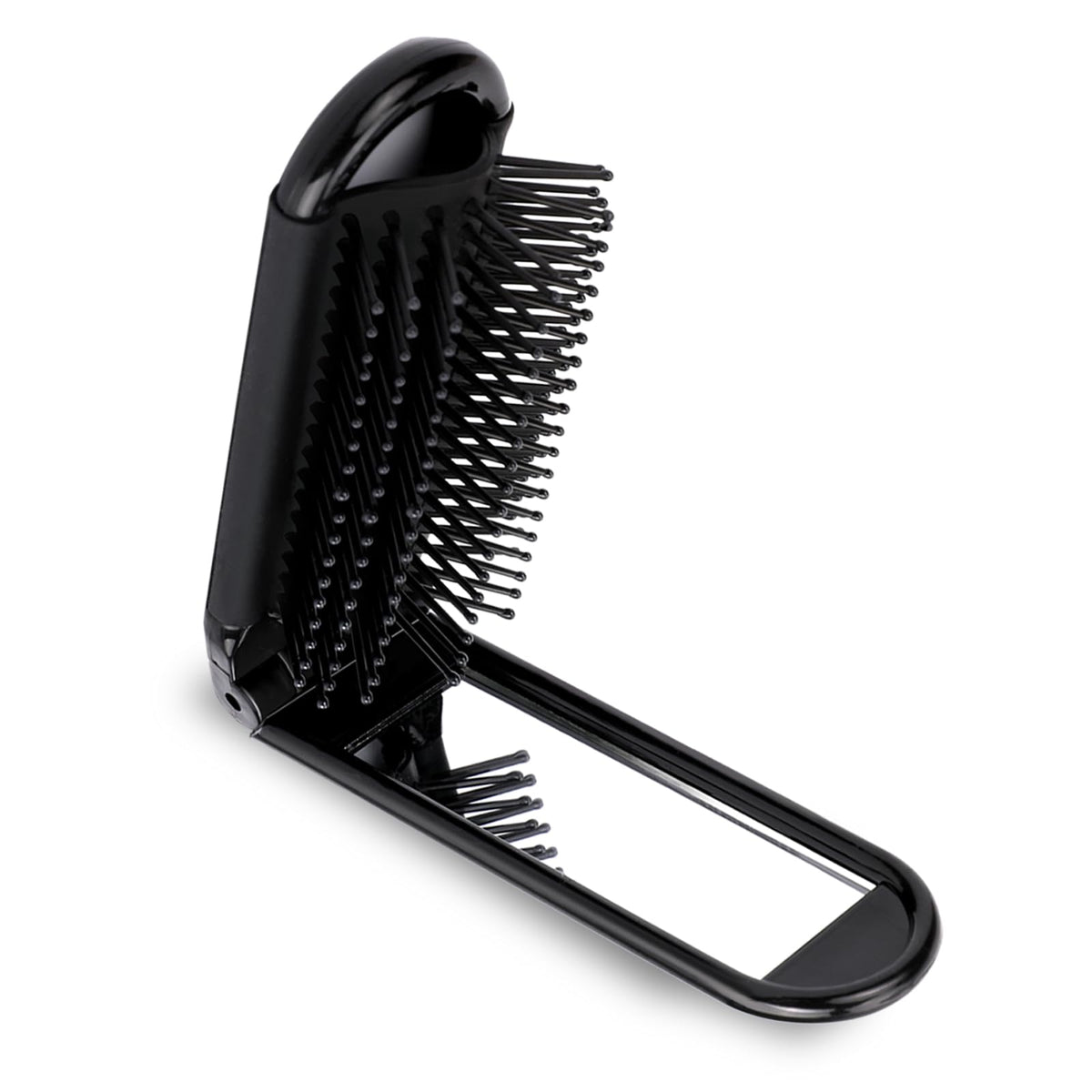 Mozeat Lens folded mirror travel brush fits purse for on-the-go touch-ups