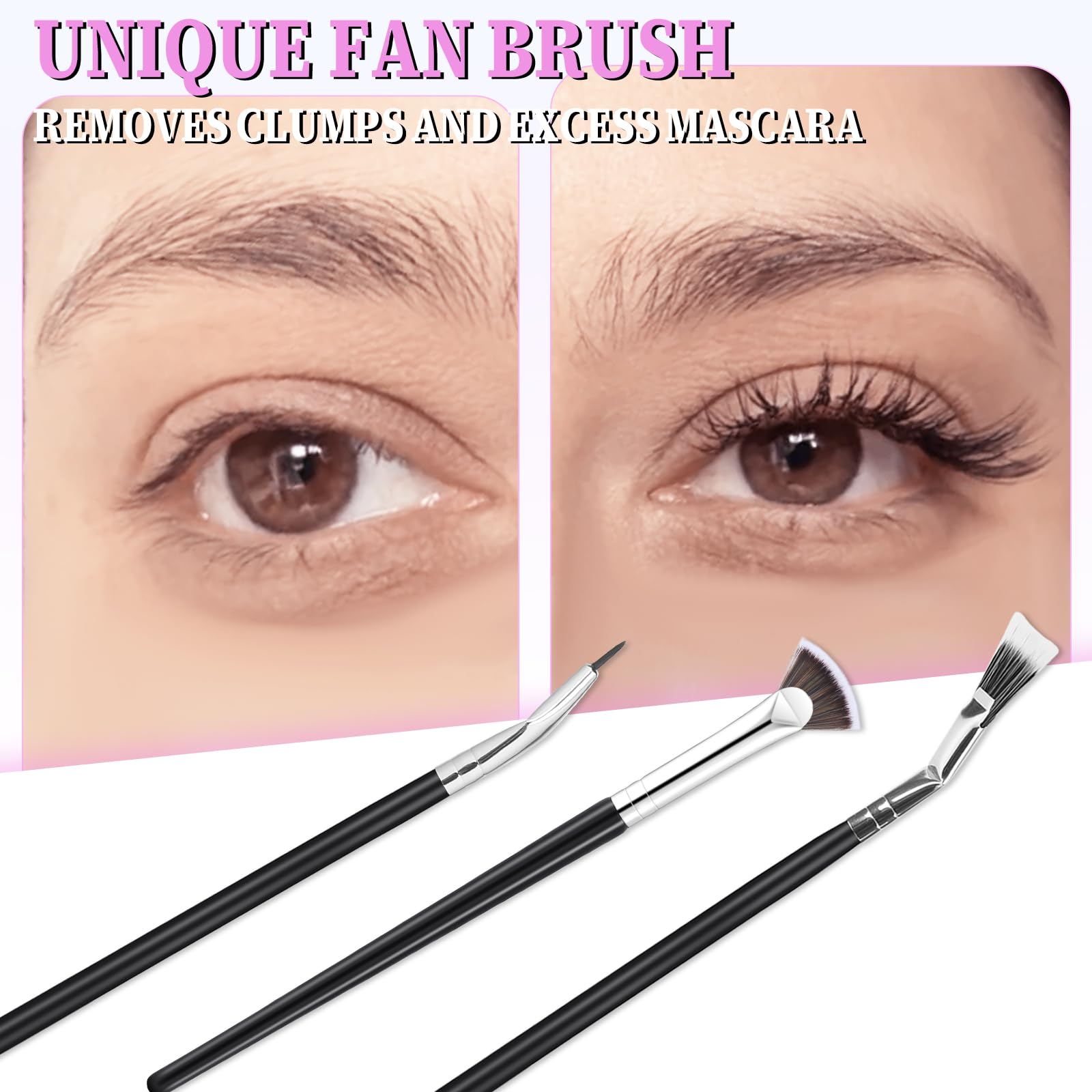Mozeat Lens small flat mascara fan brush delivering clean, even coats