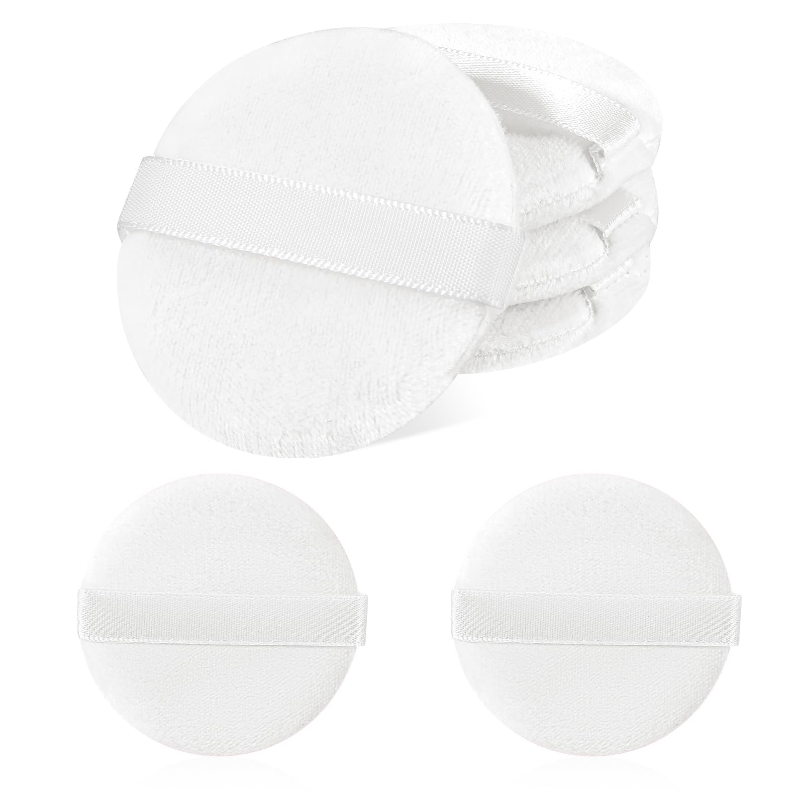 Mozeat Lens white round powder puff 6pc for smooth setting powder application