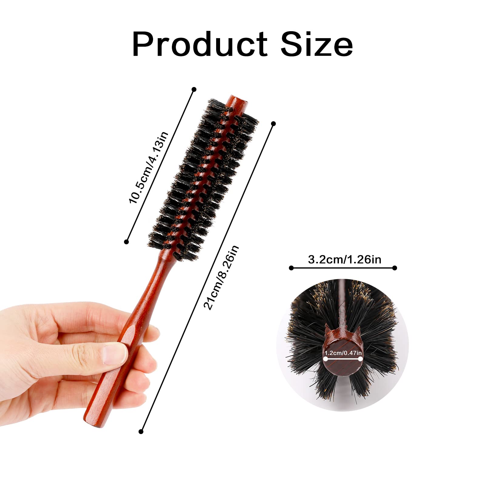 Mozeat Lens wood handle beard brush with small round bristles for grooming