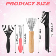 Mozeat Lens wooden-handle rake cleans brush bases and removes stubborn debris