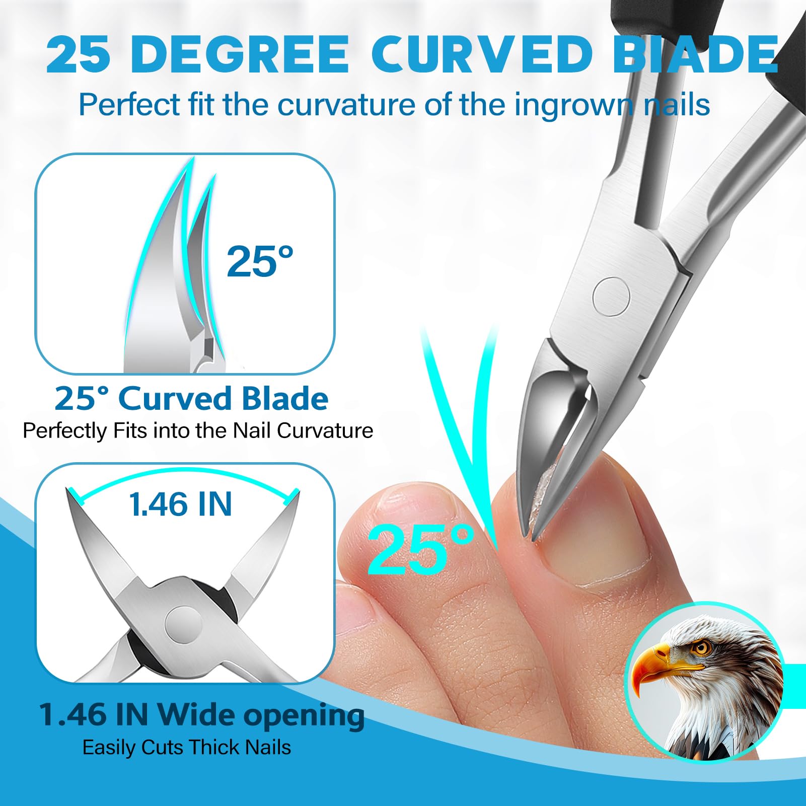 MPKDZNE curved blade nail clipper trims stubborn nails cleanly
