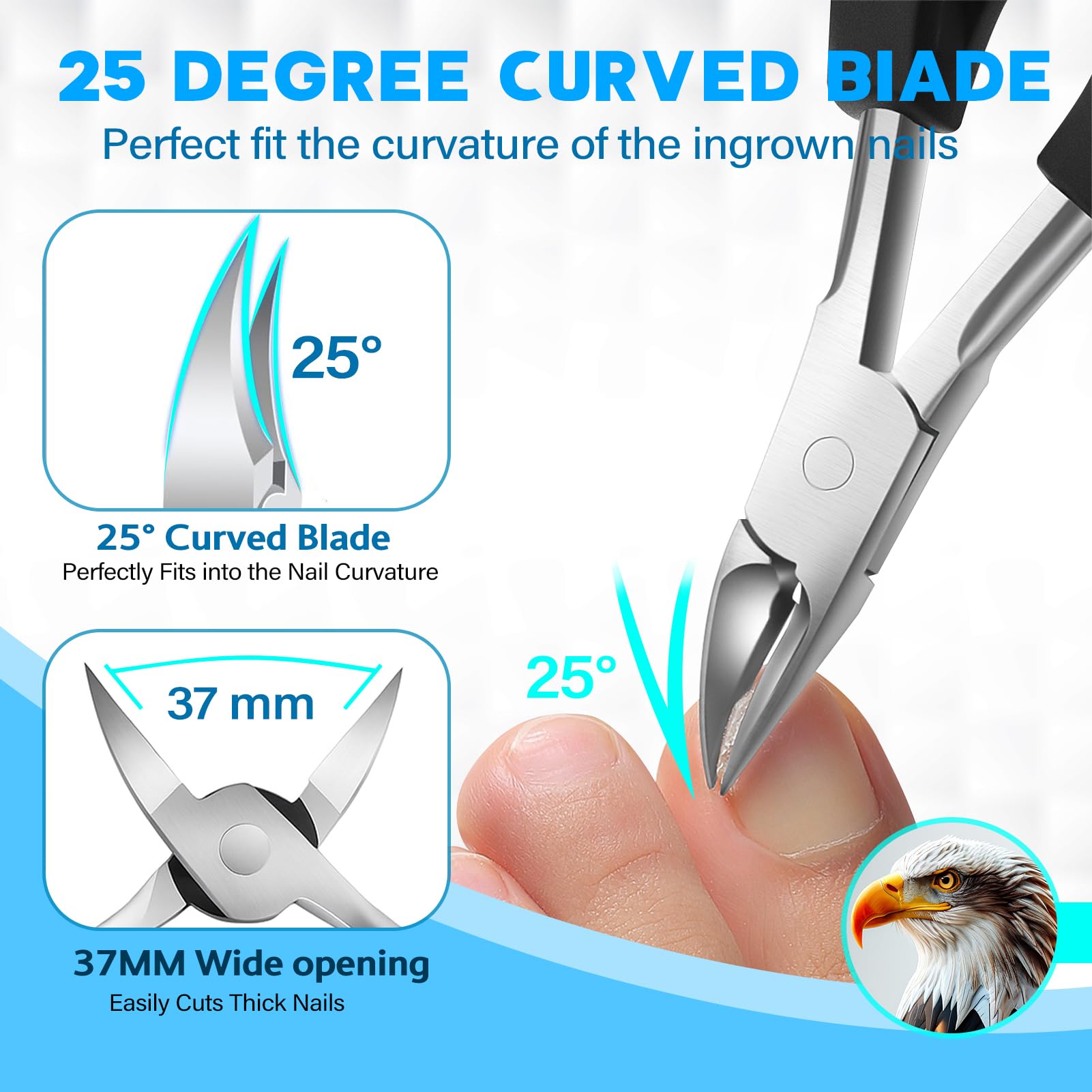 MPKDZNE 45° angled clipper provides clear view and larger cutting surface.