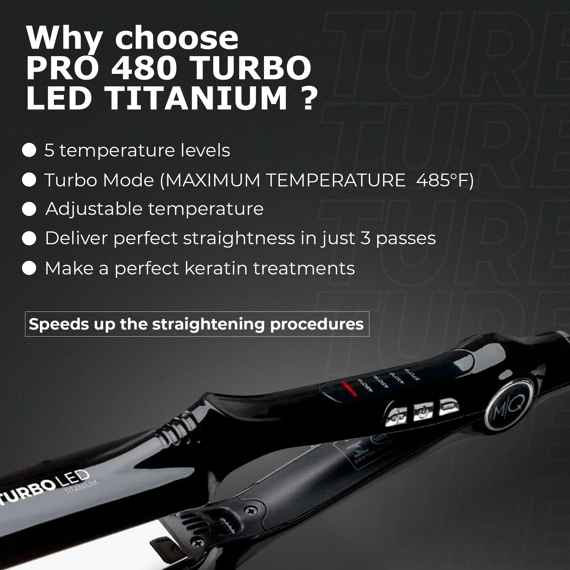 MQ Professional flat iron anatomic design handle for ergonomic use