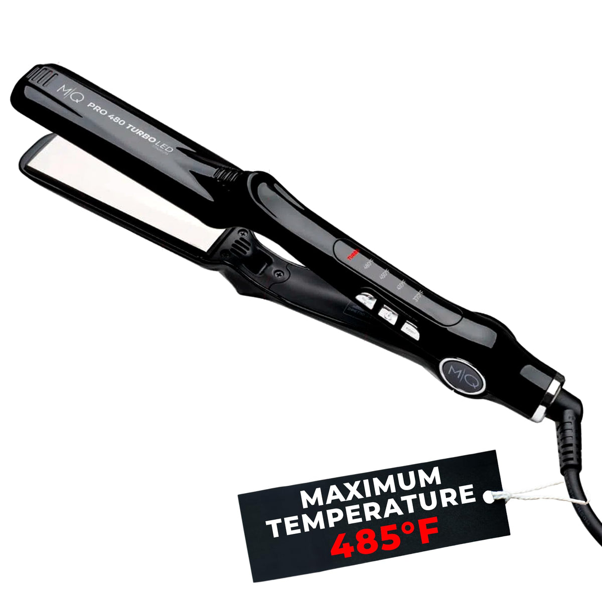 MQ Professional titanium flat iron 480turbo black for fast, frizz-free straightening