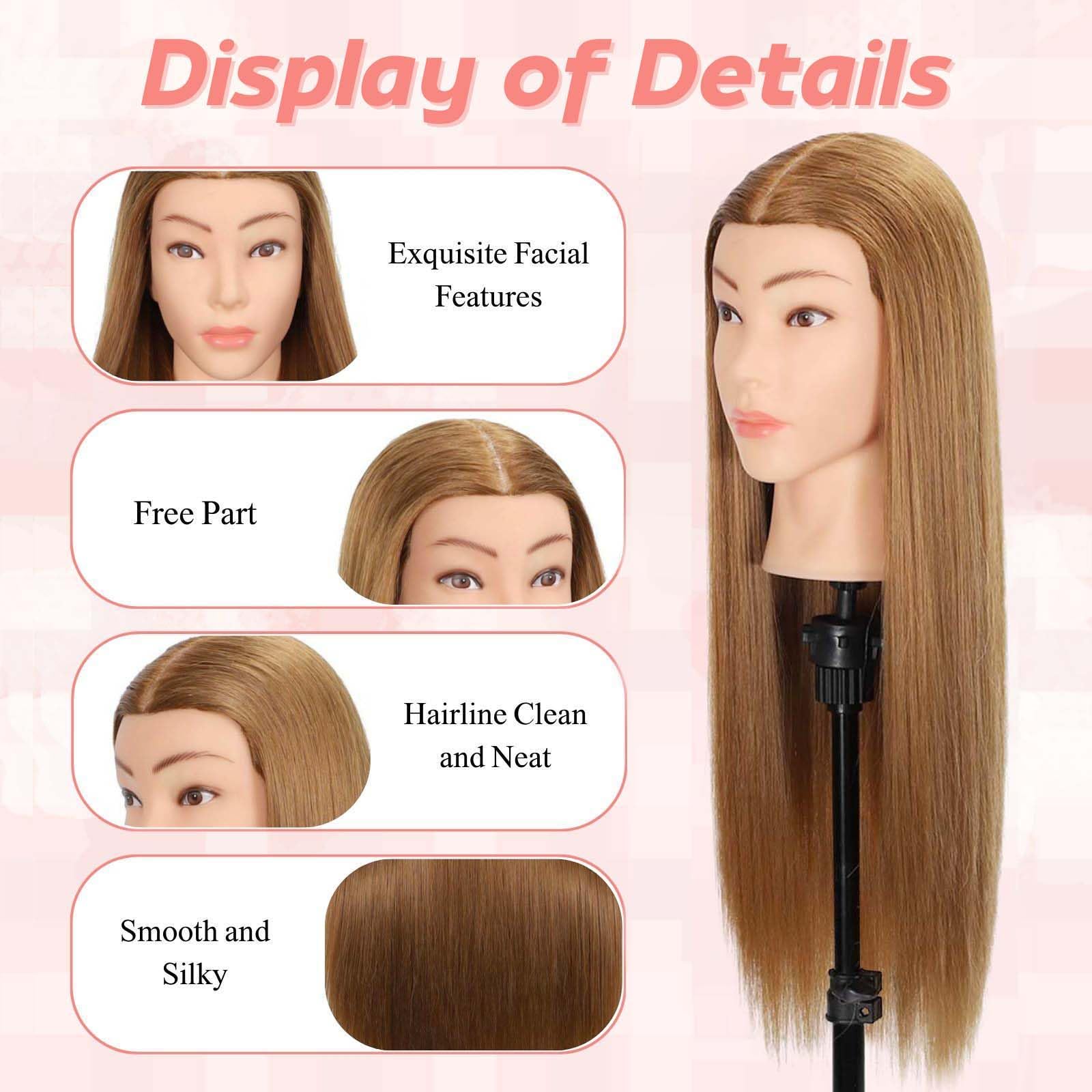 MQHIHI mannequin head during braiding session showing long length for versatile styles.