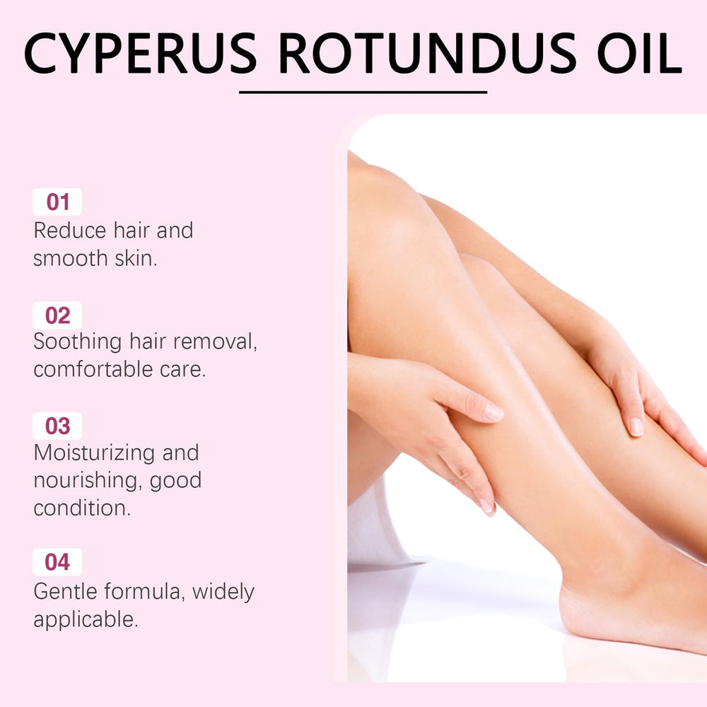 MQN Cyperus Rotundus Oil ingredient vial highlighting plant-based formula benefits.