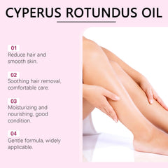 MQN Cyperus Rotundus Oil ingredient vial highlighting plant-based formula benefits.