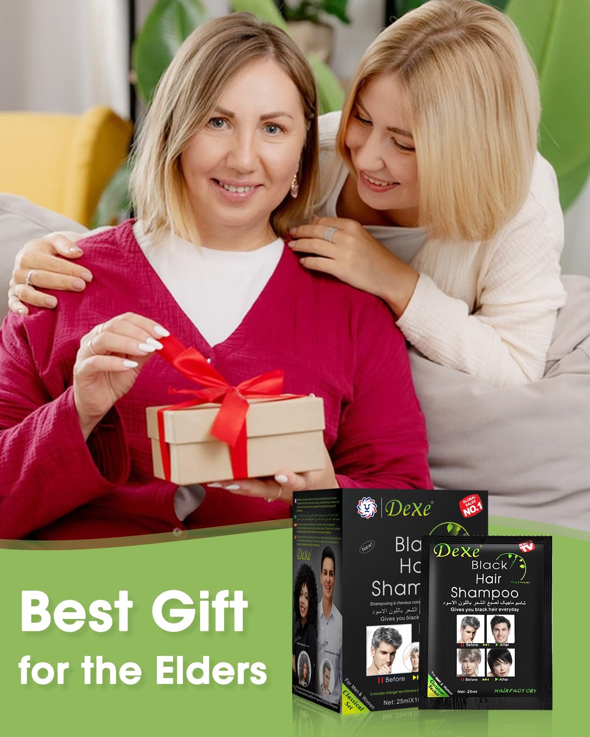 MQUPIN hair dye shampoo long-lasting-color suggests days of natural black tone.