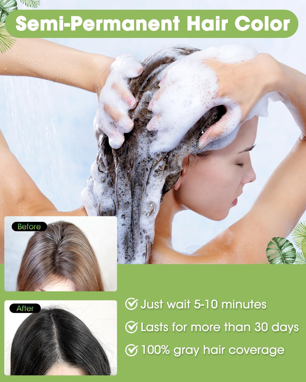 MQUPIN hair dye shampoo massage-10-min demonstrates easy processing at home.