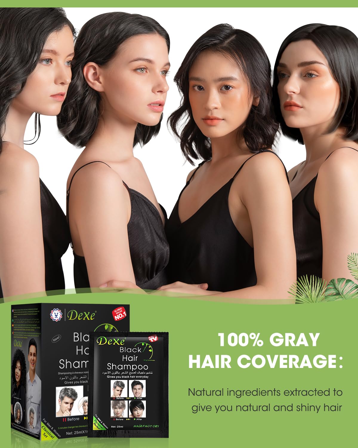 MQUPIN hair dye shampoo natural-plant-ingredients highlights He Shou Wu and olive oil.