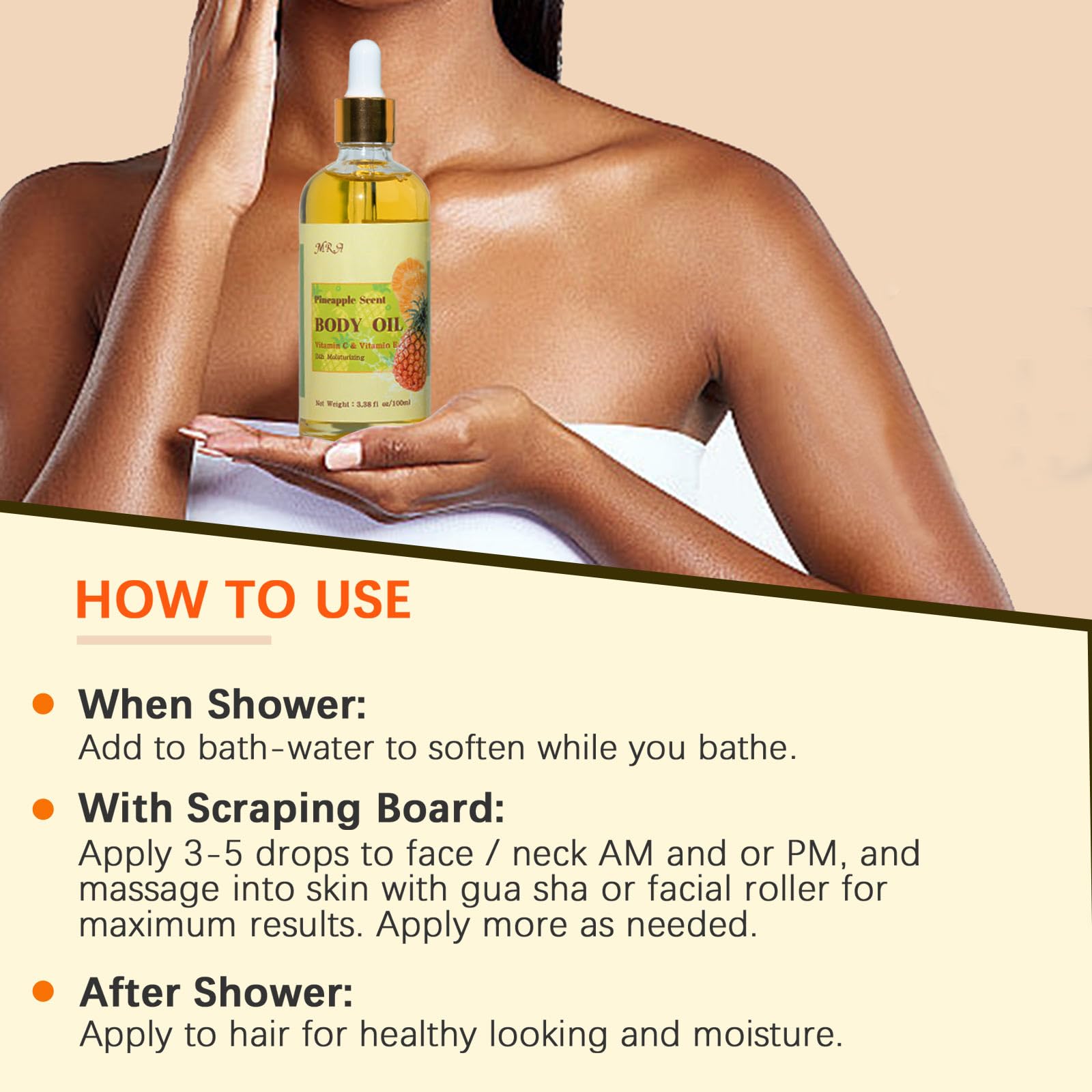 MR.A natural ingredients label highlights pineapple coconut olive oils
