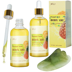 MR.A pineapple juice scented oil bottle shows hydrating, non-greasy finish