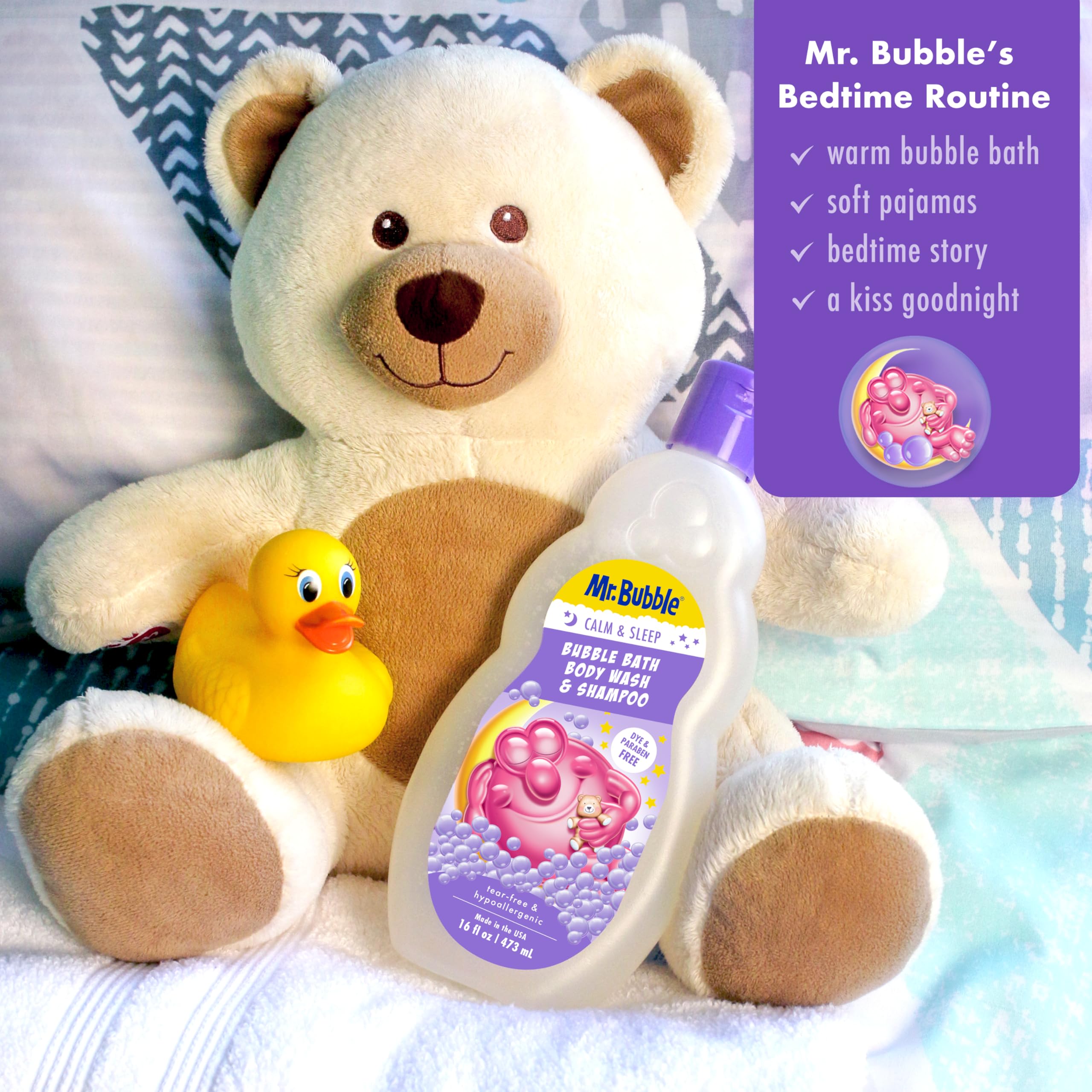 Mr. Bubble Calm Sleep lavender fragrance cue for relaxing bedtime ritual