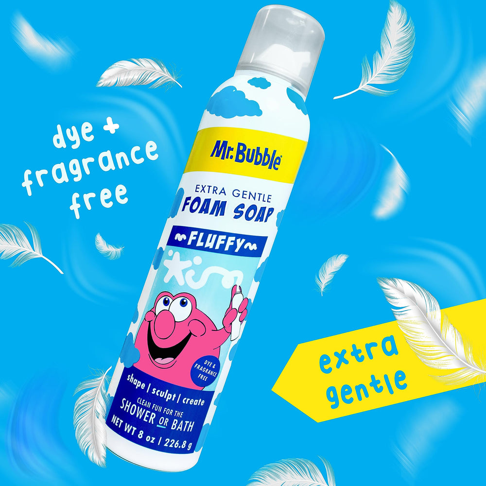Mr. Bubble six-pack outer box highlights value and long-lasting bath time fun.