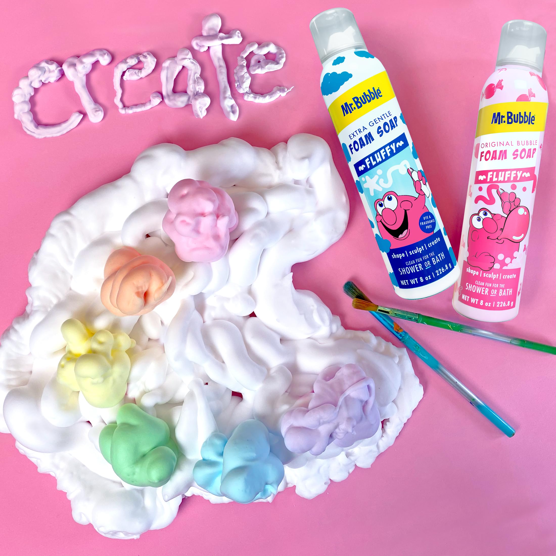 Mr. Bubble foam soap shapes become memorable bath-time crafts and stories.