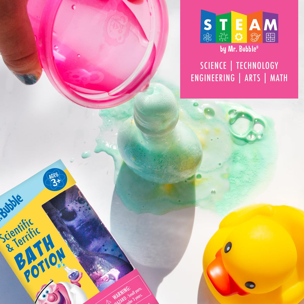 Mr. Bubble Potions create sensory suds for kids.