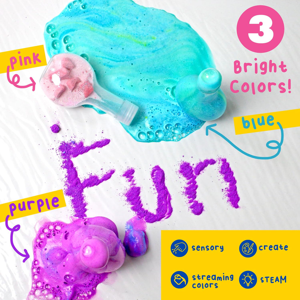 Mr. Bubble bath time STEM play with color and foam.