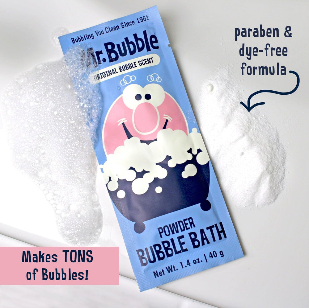 Nostalgic gift idea featuring Mr. Bubble retro packaging.