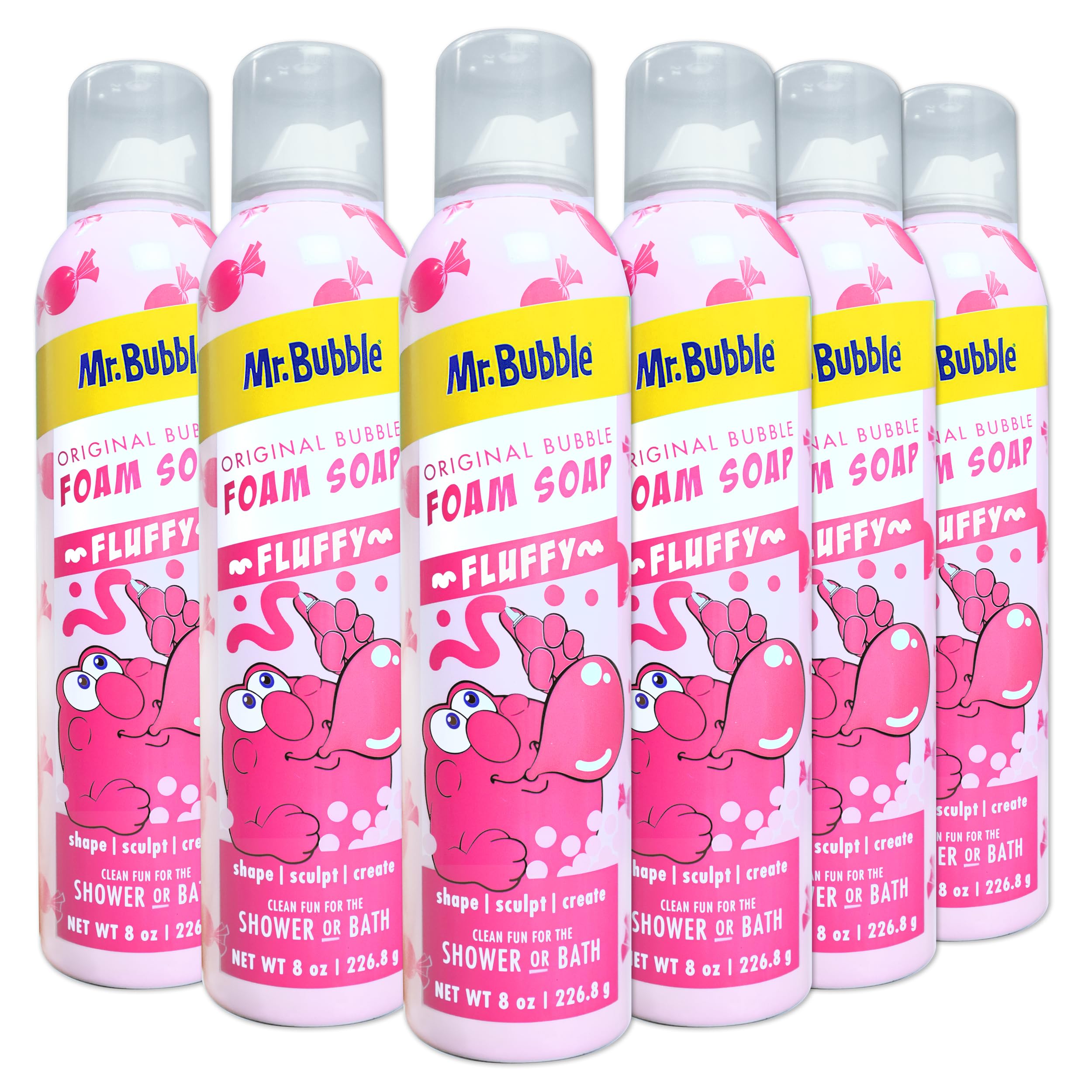 Mr. Bubble Original Foam Soap bubblegum scent bottle shows 8 oz of foamy bath fun.