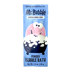 Powder bubble bath packets dissolving in water for rich foam.