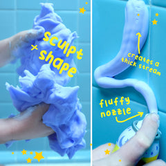 Mr. Bubble purple foam in bath promotes sensory play and imaginative fun.