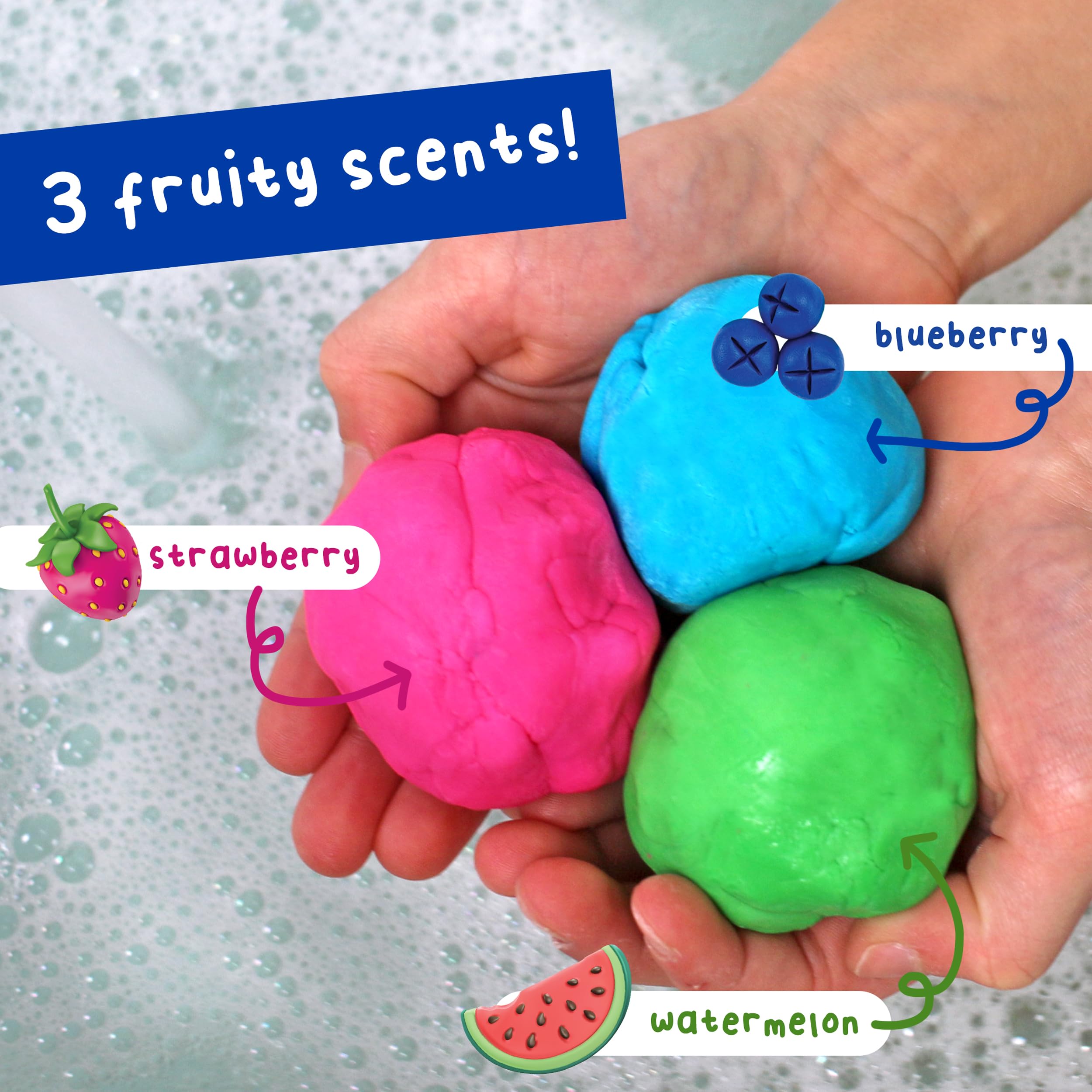 Mr. Bubble Soapy Bath Dough six-pack package enables quick family bath play.