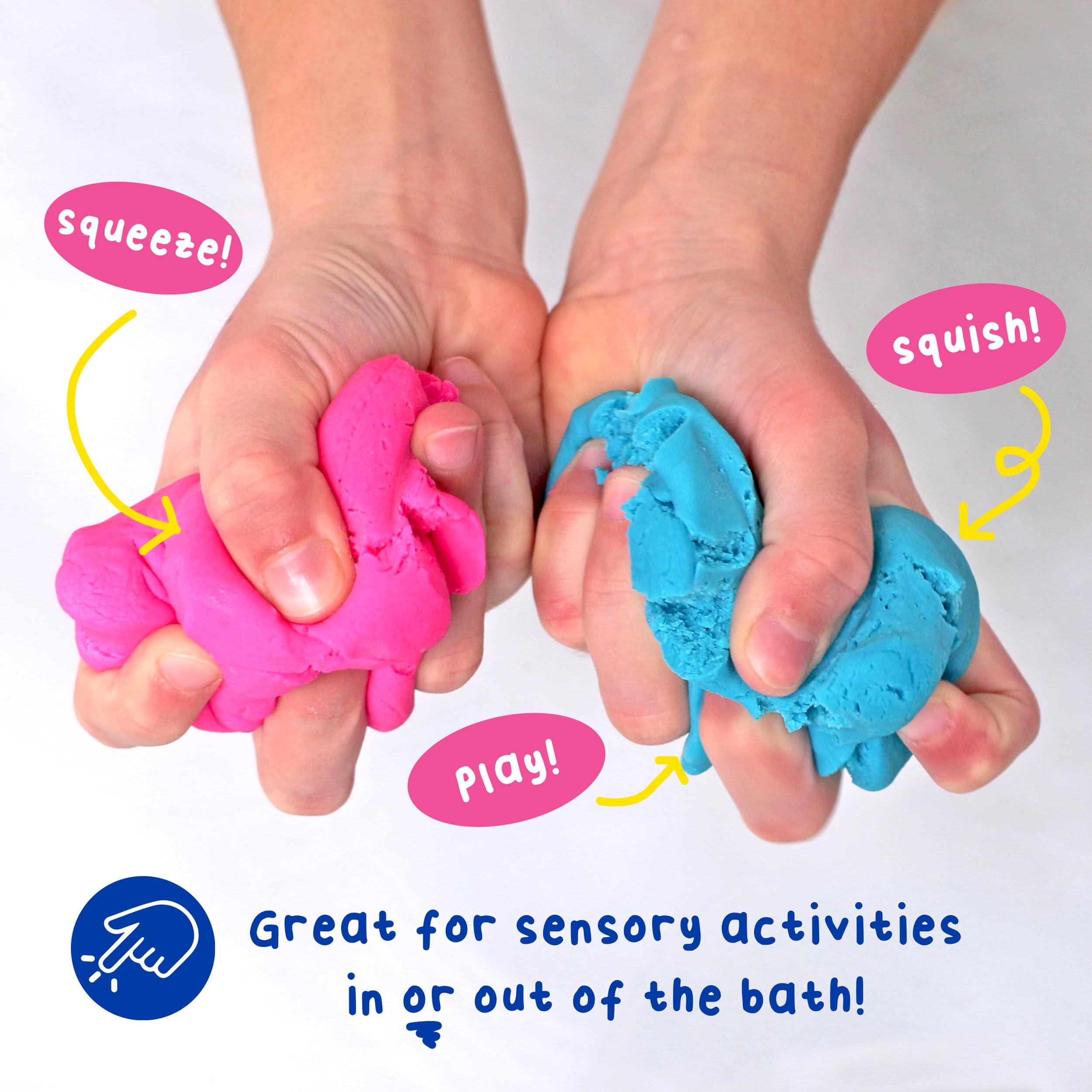 Mr. Bubble Soapy Bath Dough texture play encourages tactile exploration during bath.