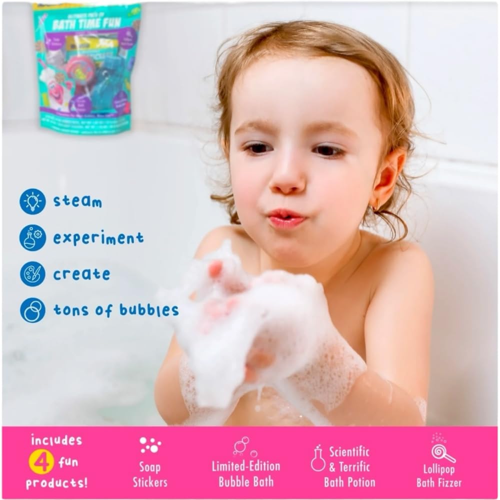 Mr Bubble Sweet Treats Bath Potion fizzing action turns tub time into an exciting science moment.