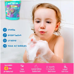 Mr Bubble Sweet Treats Bath Potion fizzing action turns tub time into an exciting science moment.