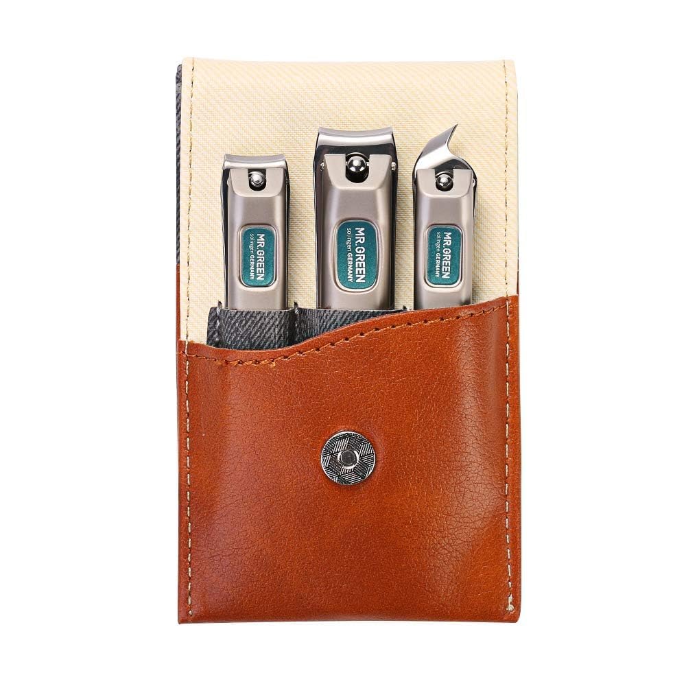 MR.GREEN 3pcs nail clippers set stainless steel for durable trimming.