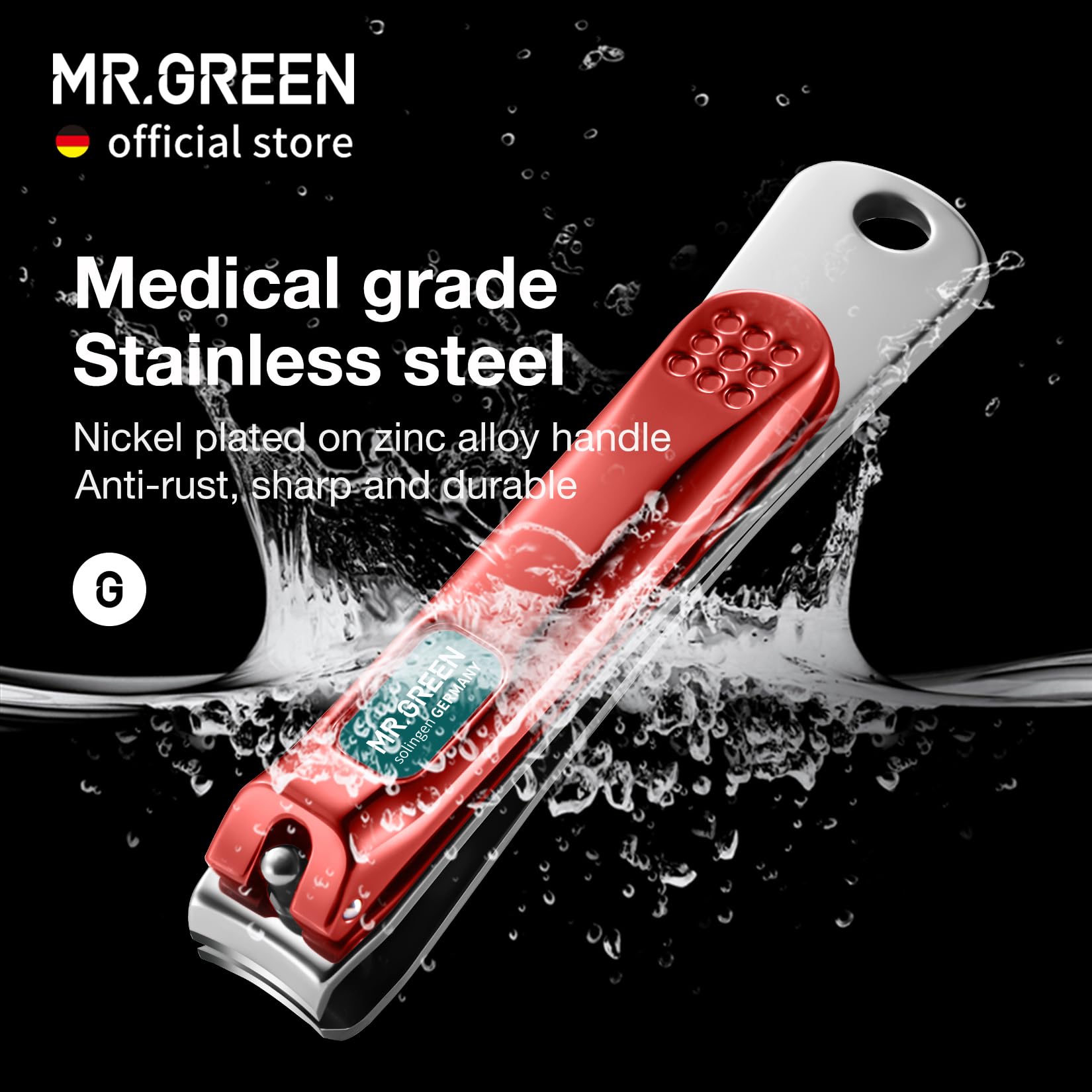 MR.GREEN nail cutter features cross-bolt reinforcement for lasting durability.