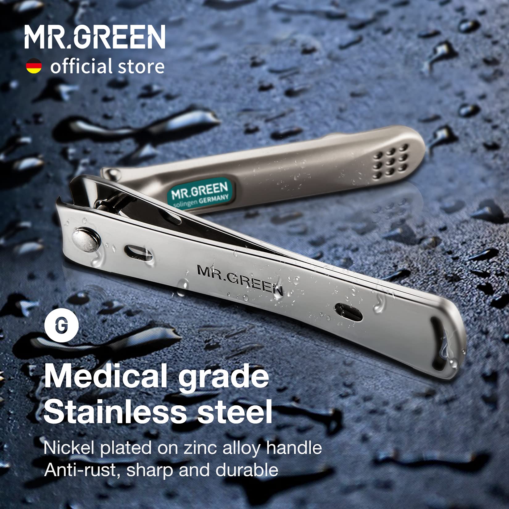 MR.GREEN cross-bolt reinforcement maintains blade alignment for reliable cuts.