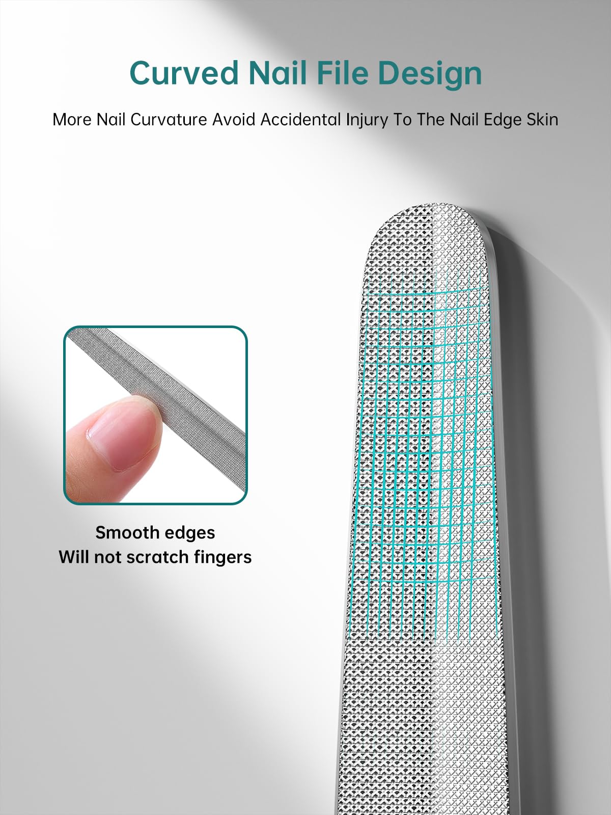 MR.GREEN Curved Nail File curved edge offers better control during shaping.