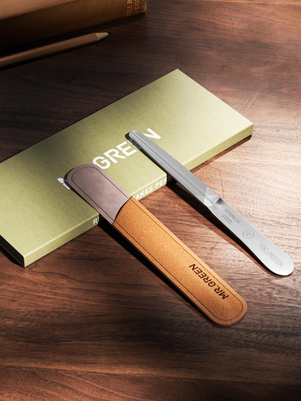 MR.GREEN Curved Nail File double-sided textures for shaping and smoothing.
