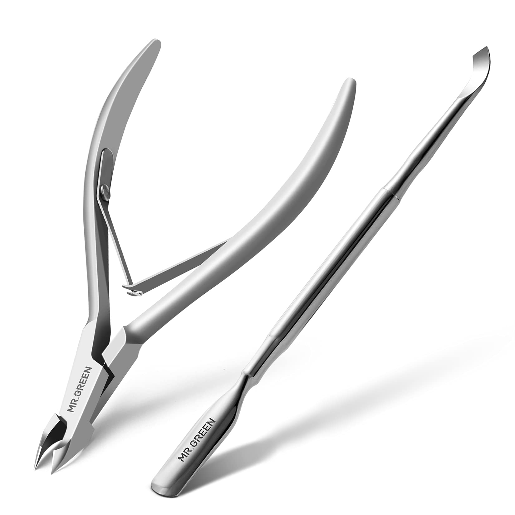 MR.GREEN Cuticle Nippers close-up showing sharp Seiko edge for precise trimming