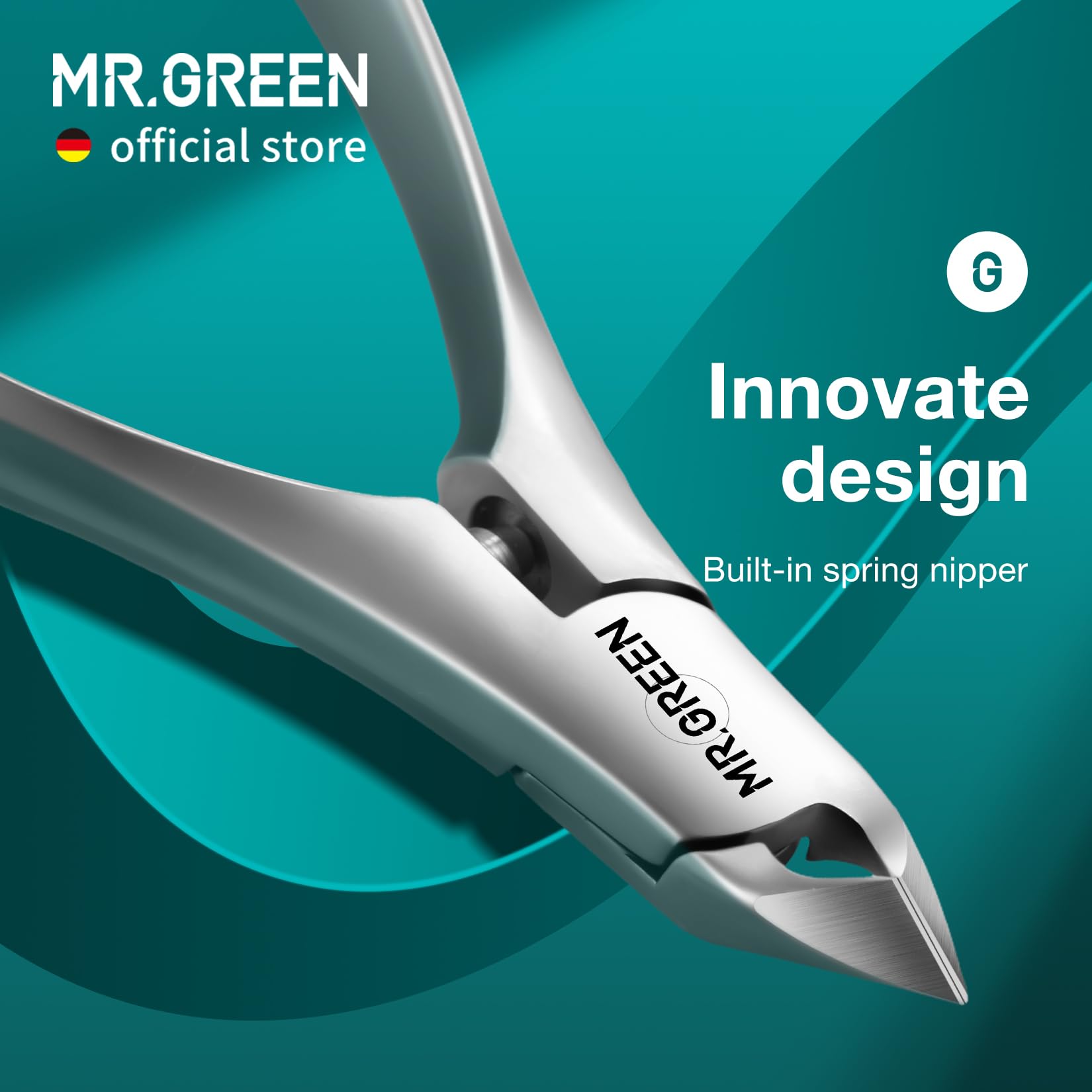 MR.GREEN Cuticle Nippers with ergonomic handle for steady control during manicure.