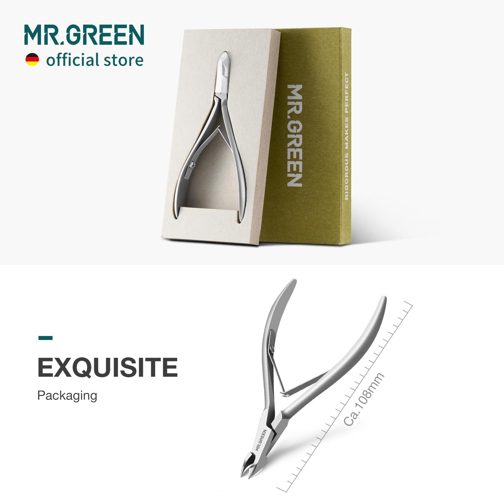 MR.GREEN cuticle nippers in use on nails for precise cuticle trimming