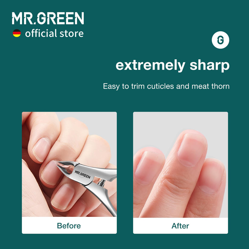 MR.GREEN Cuticle Nippers high-precision cut for small cuticles and tidy results.