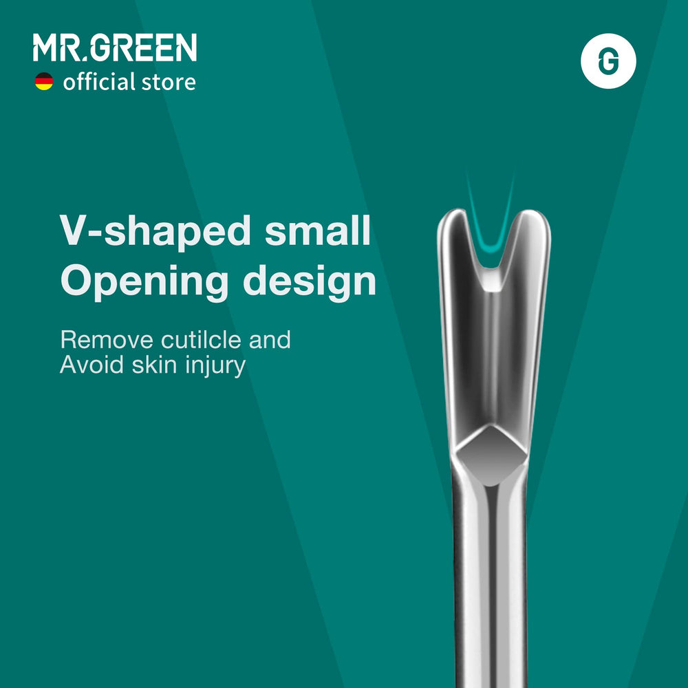 MR.GREEN Cuticle Pusher has ceramic-sandblasted surface for skin-friendly feel.