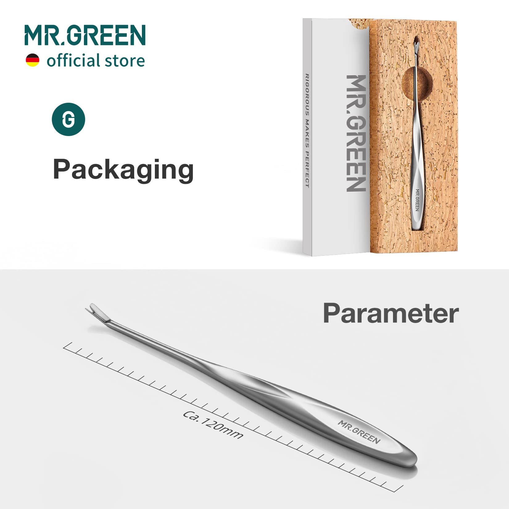 MR.GREEN Cuticle Pusher ideal for professional use at home or salon.