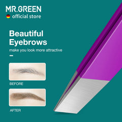MR.GREEN eyebrow tweezers purple slanted head enables precise hair removal