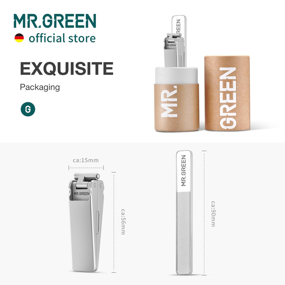 MR.GREEN nano files promo included with folding nail clippers for multitasking grooming.