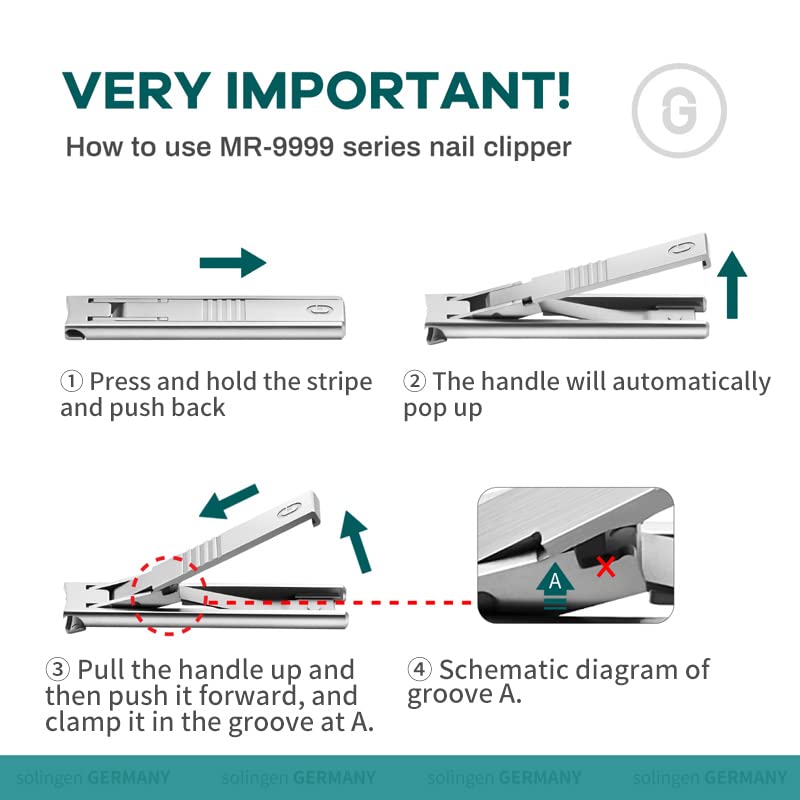 MR.GREEN nail clipper in hand highlighting precision edge for clean cuts