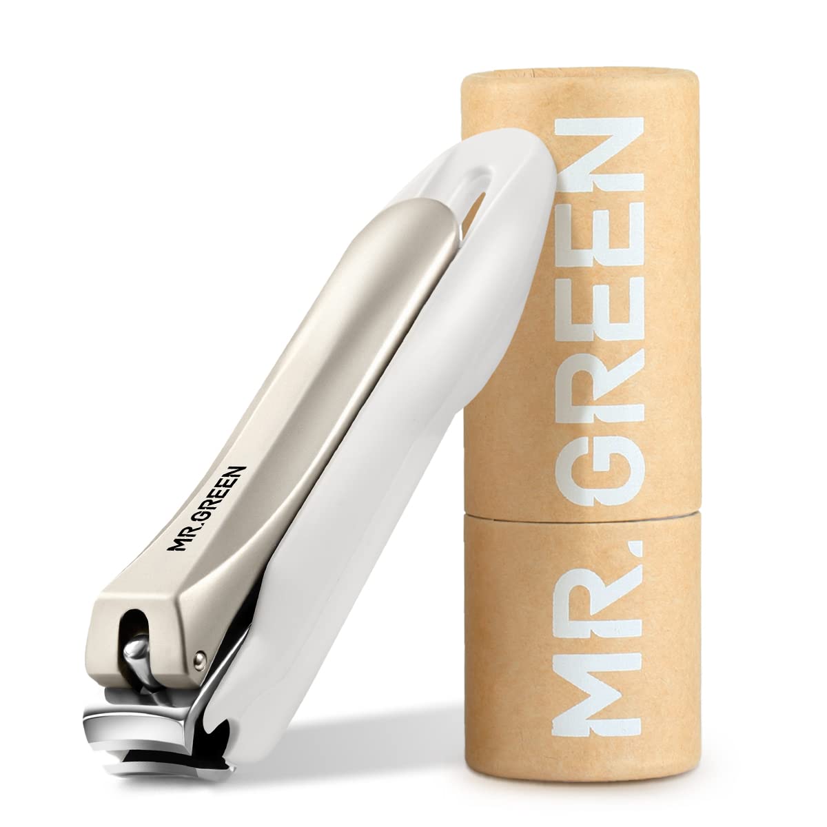 MR.GREEN nail clippers anti-splash front view showing splash-proof design for cleaner trims