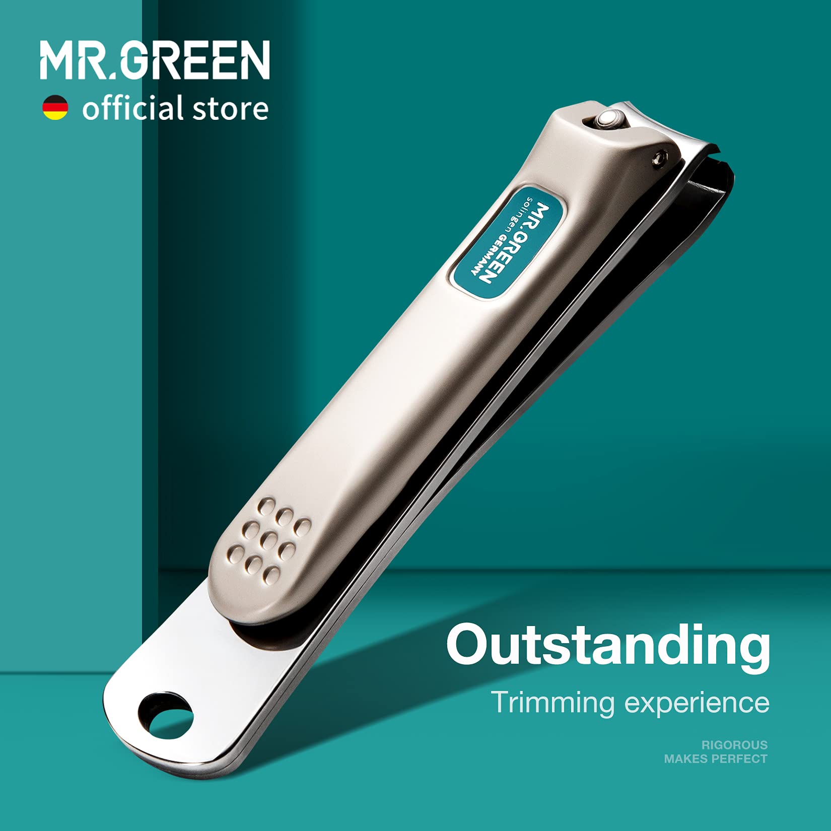 MR.GREEN Nail Clippers Curved Blades blade-detail highlights the German Seiko sharpened edge.