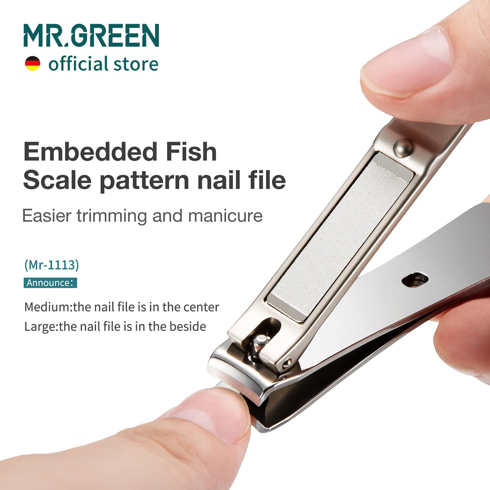 MR.GREEN Nail Clippers Curved Blades cross-bolt reinforcement enhances durability and blade alignment.