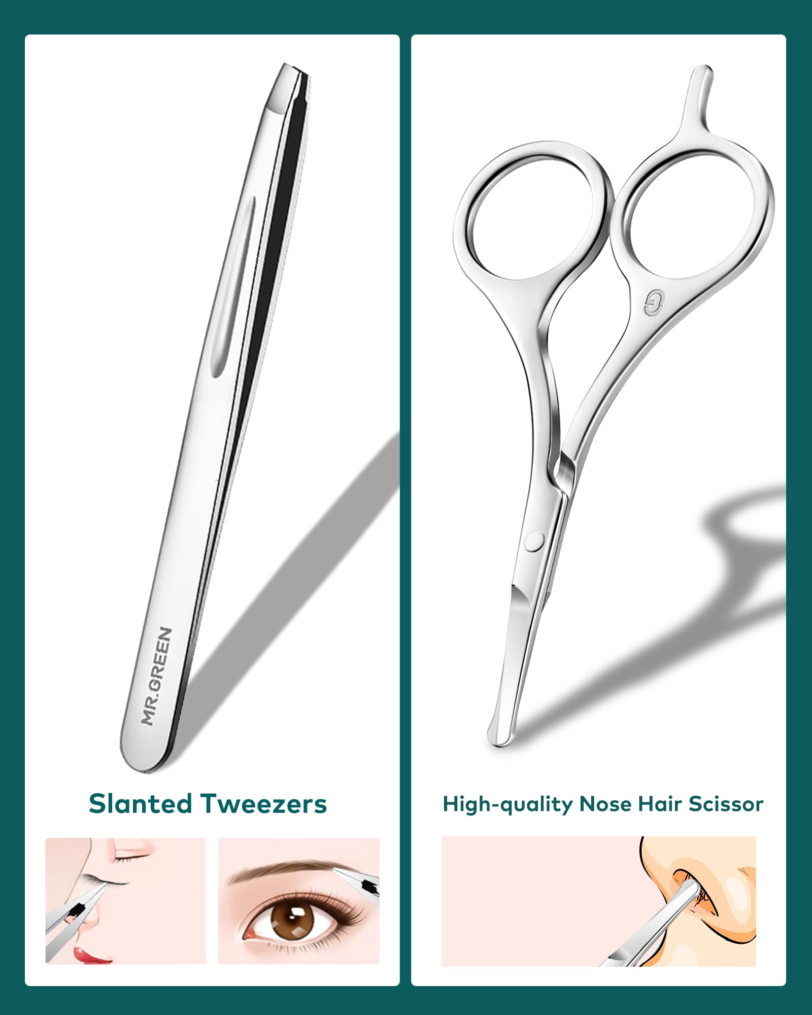 MR.GREEN tweezers-multi-tool shows precise grooming