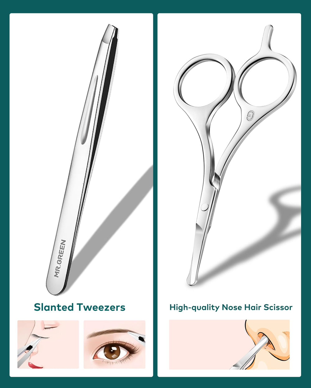 MR.GREEN tweezers-multi-tool shows precise grooming
